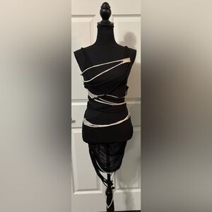 NWT Dolls Kill / Darker Wavs Temp Two-Tone Shredded Dress